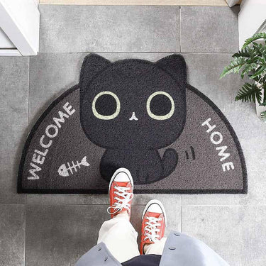 Welcome Home Cat Doormat Door Mats KittyNook Cat Company Black Cat